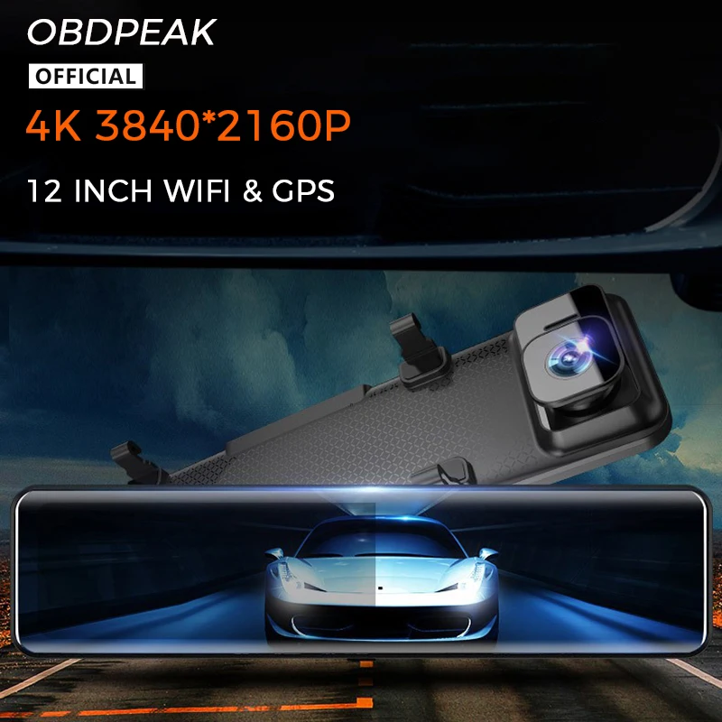 H6 12 "зеркало заднего вида с разрешением 4K Ultra HD 3840*2160P Full Экран Видеорегистраторы