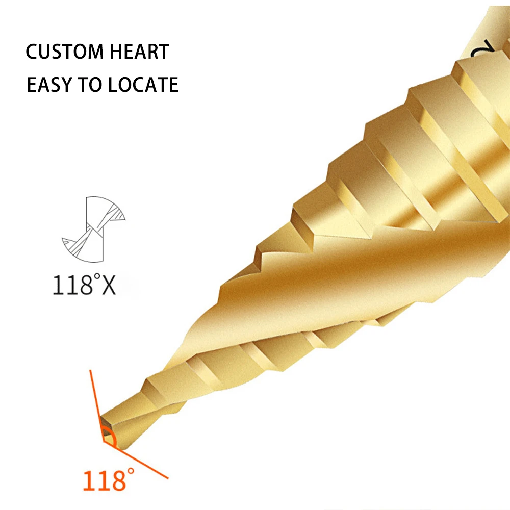 

3pcs HSS Titanium Coated Step Drill Bit 4-12 4-20 4-32 Drilling Power Tools Metal High Speed Steel Wood Hole Cutter Cone Drill