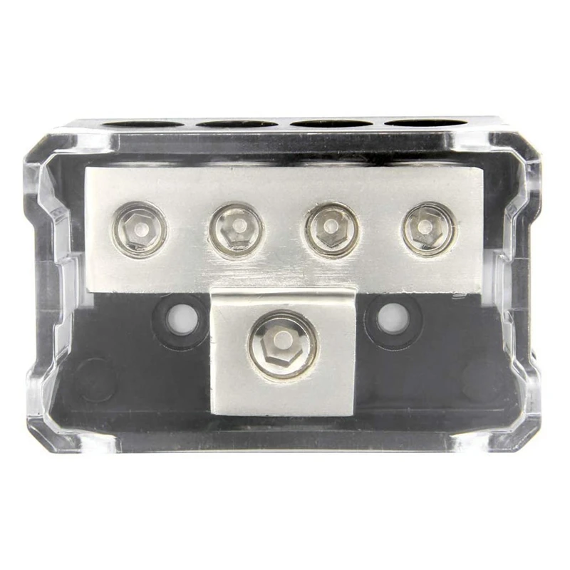 

4Way Power Distribution Block 0/2/4 AWG Gauge in 4/8/10 Gauge Out Car Audio Connecting for Audio Splitter X2(1 In 4 Out)