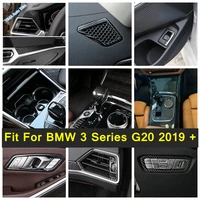 carbon fiber accessories rear trunk door control gear shift knob steering wheel cover trim for bmw 3 series g20 2019 2022