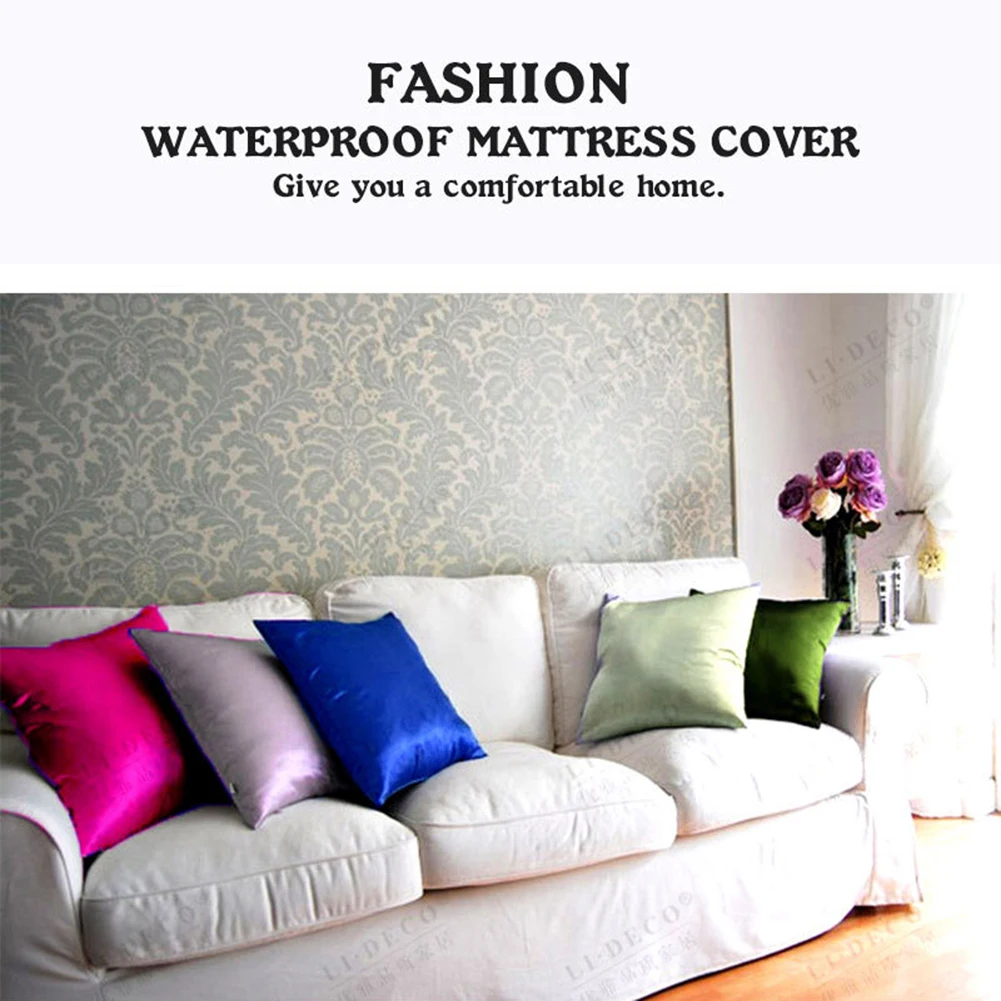 

Soft Polyester Satin Throw Pillowcase Sofa Cushion Pillow Cases Protect Cover Solid Colored Cloth Invisible Light Sale