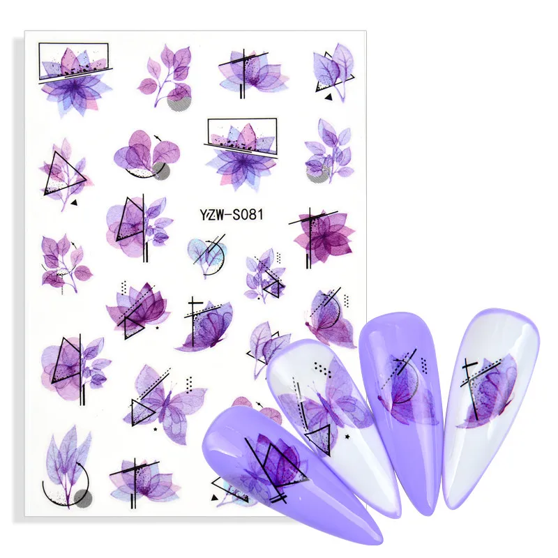 

1 Sheet Pink Flower Adhesive Decals on Nail Cherry Blossom Spring Sticker Nail Art DIY Decal Manicure Decorations