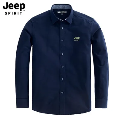 JEEP SPIRIT, новая брендовая мужская рубашка, повседневные рубашки, рубашки с длинным рукавом, одноцветная хлопковая Осенняя рубашка для мужчин, camisa masculina размера плюс M-4XL - Цвет: As Picture