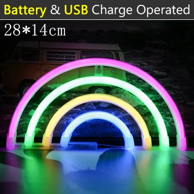 Rainbow Модный Красочный неоновый светодиодный неоновый светильник в виде летучей мыши, праздничные, рождественские, вечерние, свадебные украшения, детская комната, ночник, домашний Настенный декор, бар - Испускаемый цвет: Rainbow