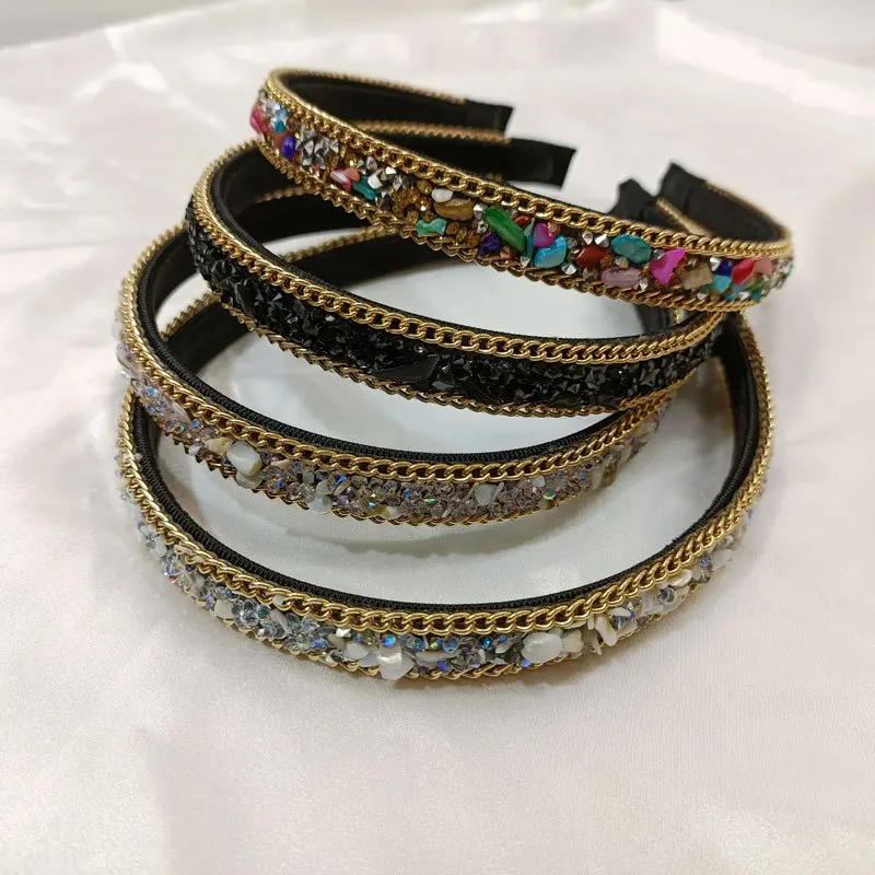 

Elegant Colorful Crystals Women 'S Headband Ear Claw Diamond Sticker Hair Accessories Rhinestone Edge Strip Headband ободок