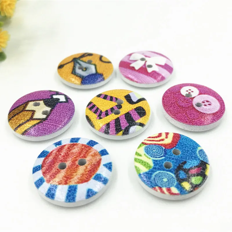 100 шт. деревянные пуговицы с двумя отверстиями 20 мм|Пуговицы| |