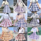 Юбка-униформа в японском стиле для девочек, плиссированная короткая клетчатая юбка-трапеция с завышенной талией, мороженого, в уличном стиле, летняя одежда