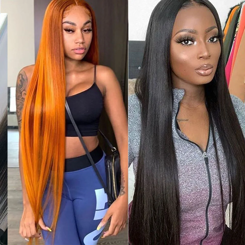 Светильник-коричневые оранжевые человеческие волосы на сетке спереди парики без