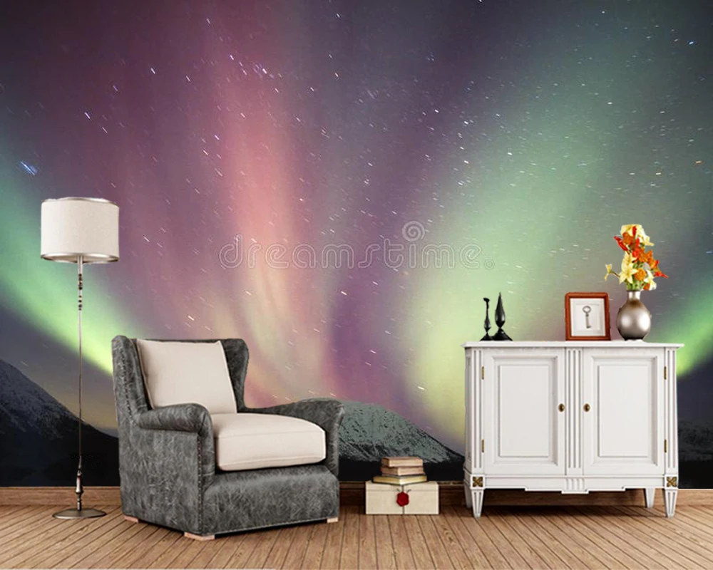 Северное сияние естественные 3d обои для гостиной телевизора дивана спальни