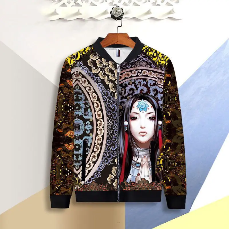 Autumn and winter men's sports print beauty figure jacket Asian size M-5XL 2020 new clothes | Мужская одежда