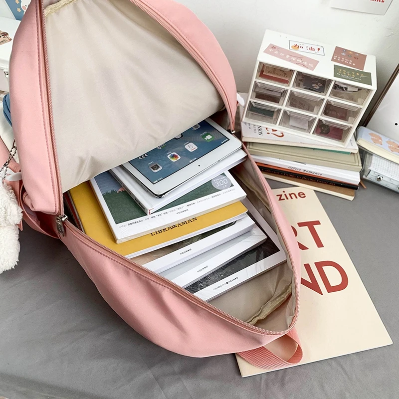 

Simple Women's Backpack Teenage Girls Waterproof Oxford School Bag Preppy Style Bookbag Lady Large Capacity Anti Theft Bagpacks