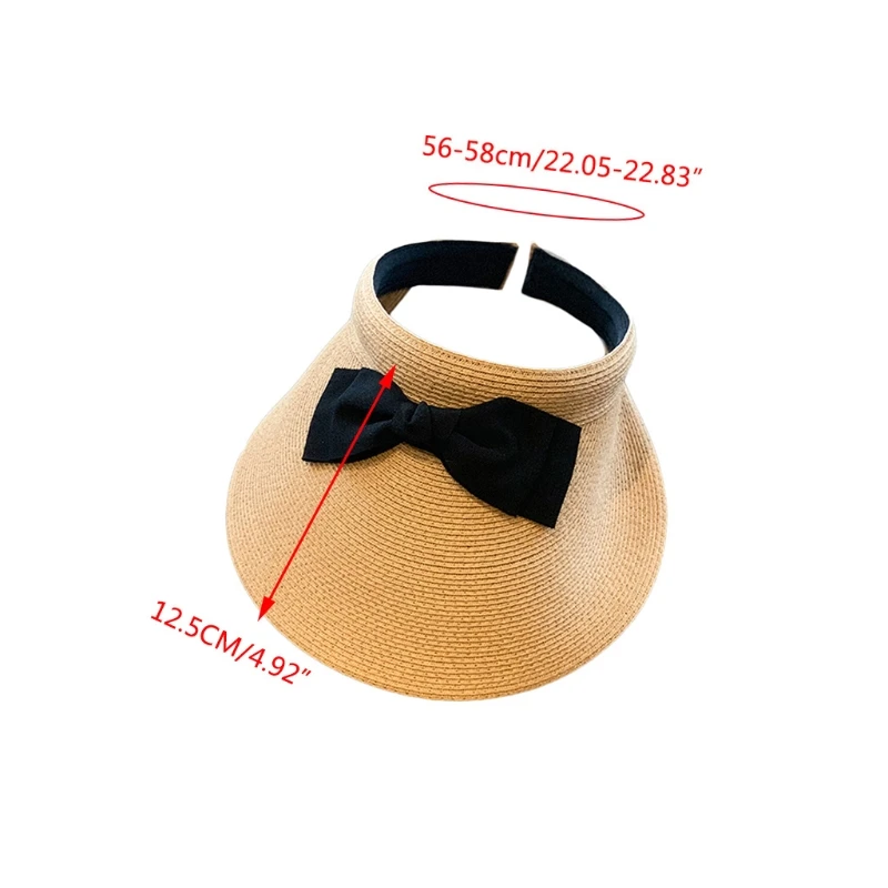 

Summer Hat Sun Protection Adjustable Empty Top Hat Wide Brimmed Visor Woven Cap for Girls Outdoor Beach