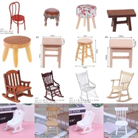 new 112 dollhouse miniature furniture wooden rocking chair stool sofa hemp rope seat for dolls house accessories toy