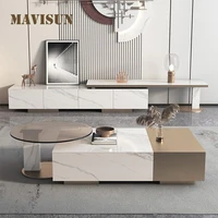 new light luxury rock board tv cabinet coffee table combination modern minimalist high end living room household floor cabinet