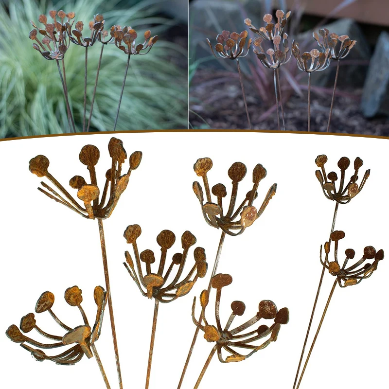 

Metal Floral Garden Decoration Waterproof Flower Stick Art Ornament for Lawn Yard Patio Decorative Pebbles Outdoor NEWEST