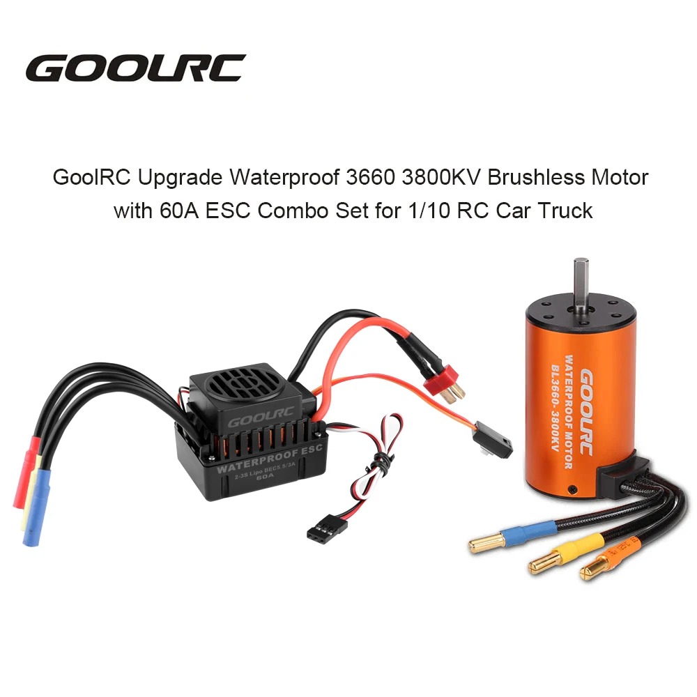 GoolRC 3660 3800KV бесщеточный двигатель с 60A ESC Комбинированный набор для 1/10 RC автомобиль