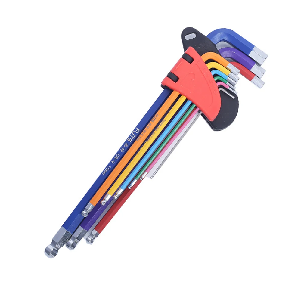 Набор торцевых шестигранных ключей с цветным кодовым наконечником 9 шт. 1 5 10 мм