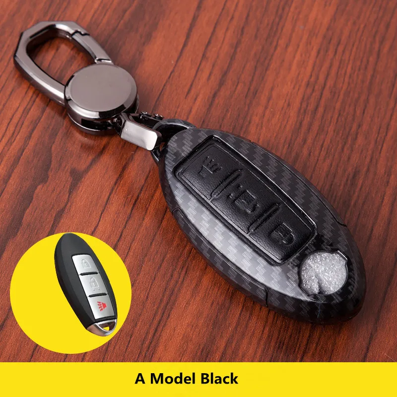 Кожаный чехол для ключа из углеродного волокна Nissan Versa Maxima Altima Rogue Armada Sentra Murano Infiniti
