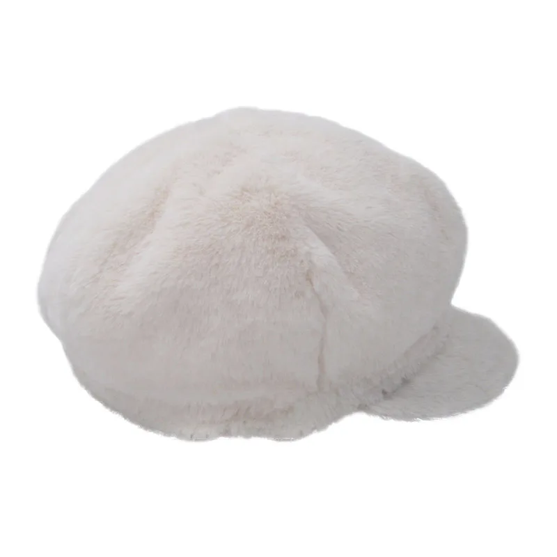 Осенне зимняя белая шапка для женщин однотонная восьмиугольная кепка газетчика