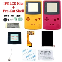 full screen gbc ips lcd screen with pre cut shell for gameboy color ips backlight lcd screen with precut housing shell for gbc