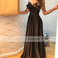 2021 sexy mermaid evening dresses longsleeves pleating satin plus size women long formal party prom gowns custom made