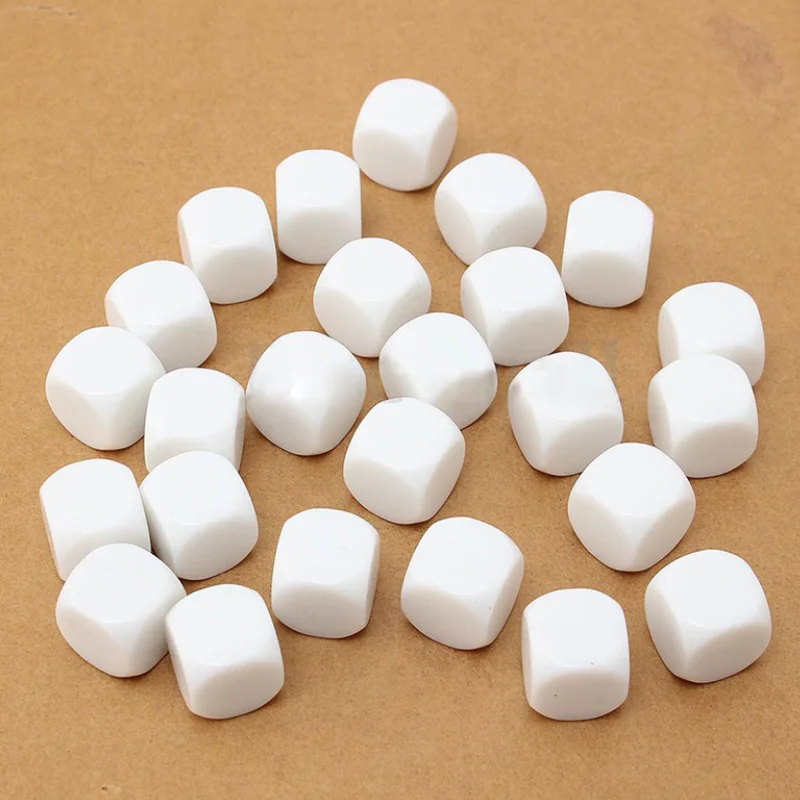 

10PCS 14mm White Blank Dice D6 Dice Round Corner DIY Teaching Props Dice 6 Sided For Board Game and Other Games Accessories