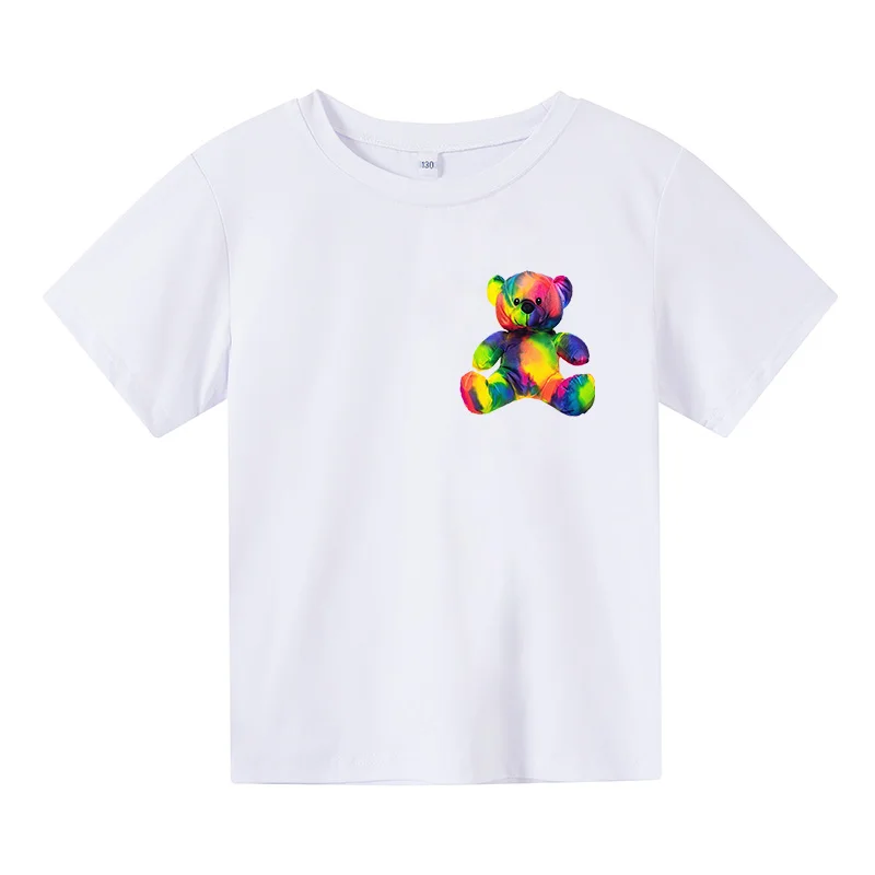 

Summer cute bear anime short-sleeved T-shirt boys and girls short-sleeved hip-hop alphabet print Harajuku teenager street clothe