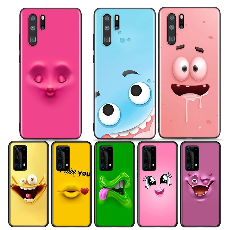 

3D Funny Face Silicone Cover For Huawei P40 P30 P20 P10 P9 P8 Pro Plus Lite E Mini 2019 2017 Phone Case