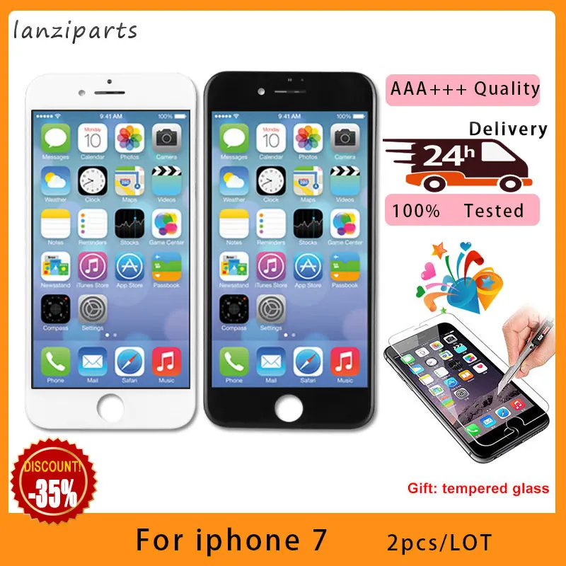 2 шт./лот качество AAA для iPhone 7 ЖК-дисплей 3D сенсорный экран дигитайзер сборка без