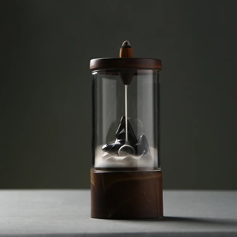 Новый стиль Backflow керамическая курильница Будда стеклянная крышка Крытый