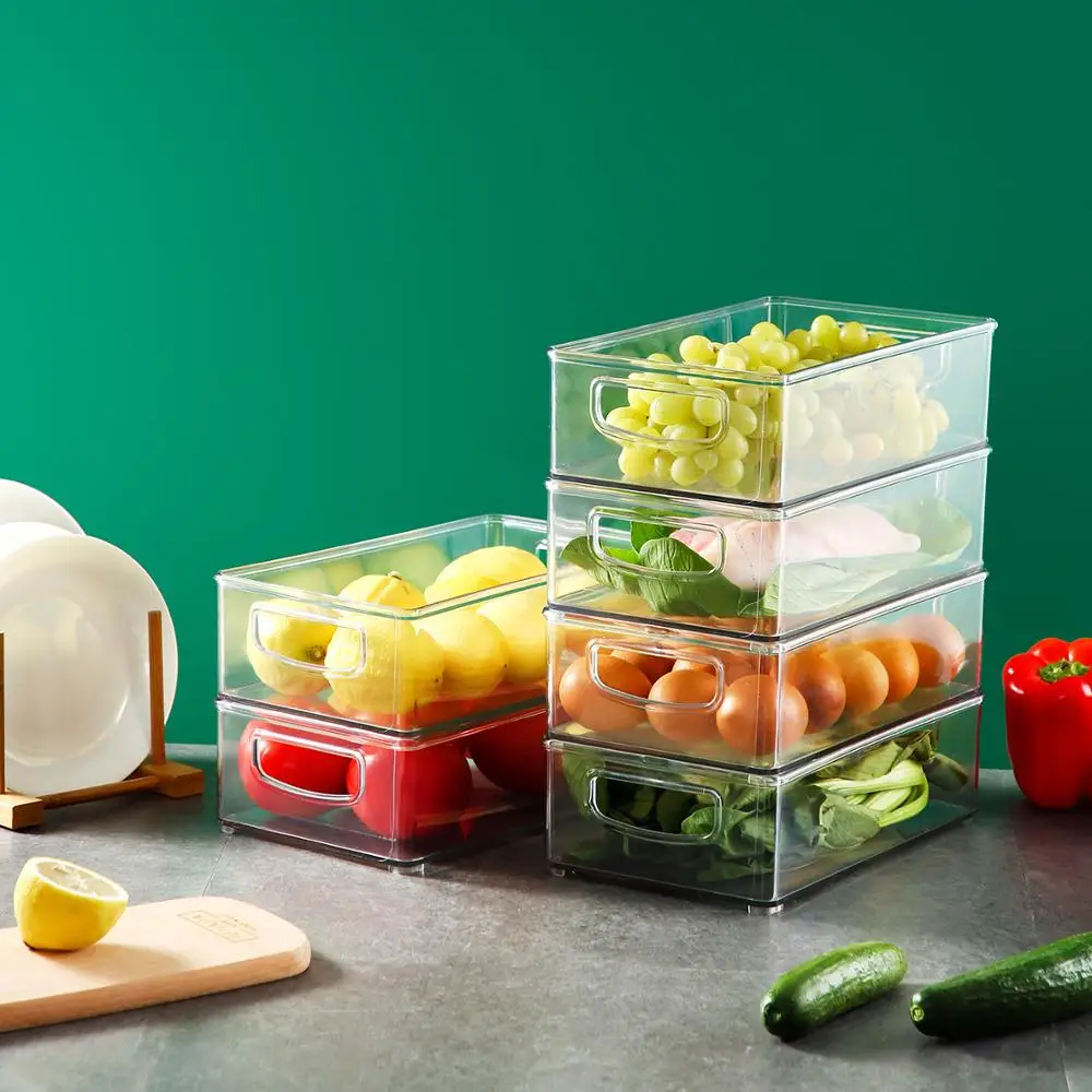 

Transparent Refrigerator Organizer Bin Storage Box Compartment Refrigerator Drawer Fridge Storage Bin Containers Pantry Freezer