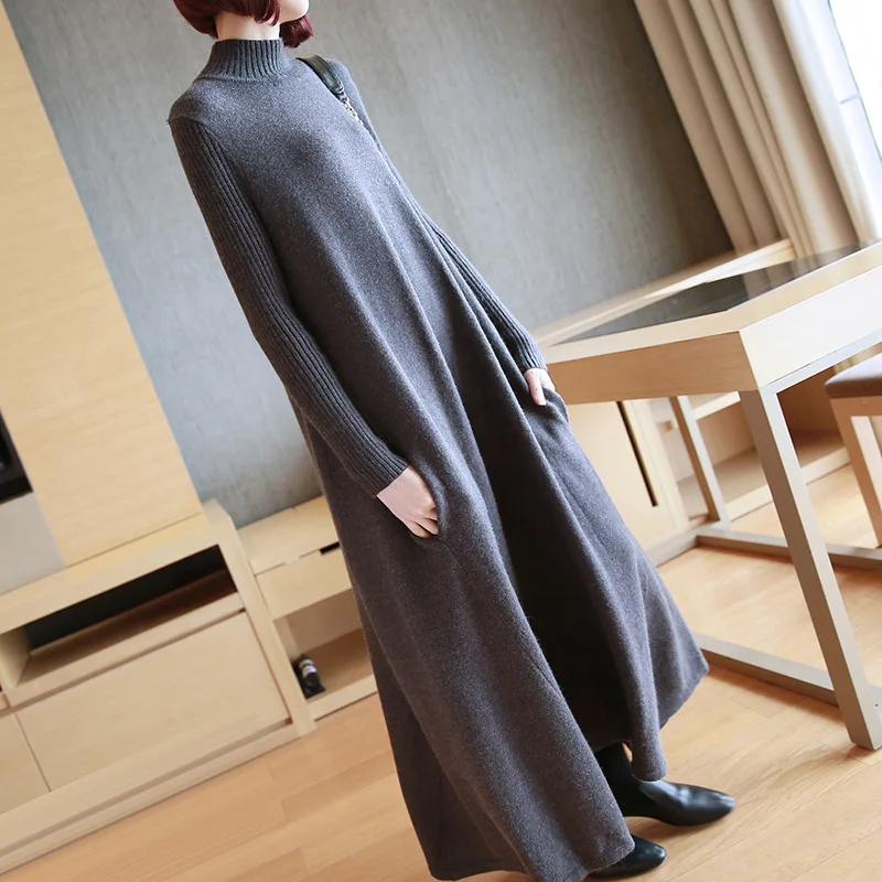 

winter autumn Boutique Women dress elegant fashionable retro office temperament commute knitted dresses black vestido ropa mujer