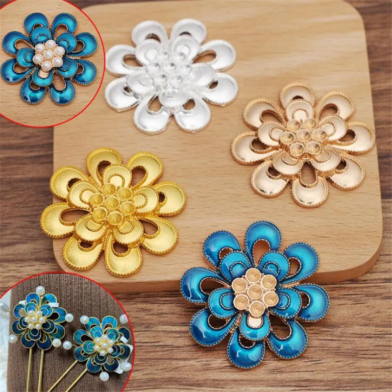 

DIY Jewelry Accessories 44.5mm Alloy Headdress Materials Flower Slice Charms For Jewelry Making