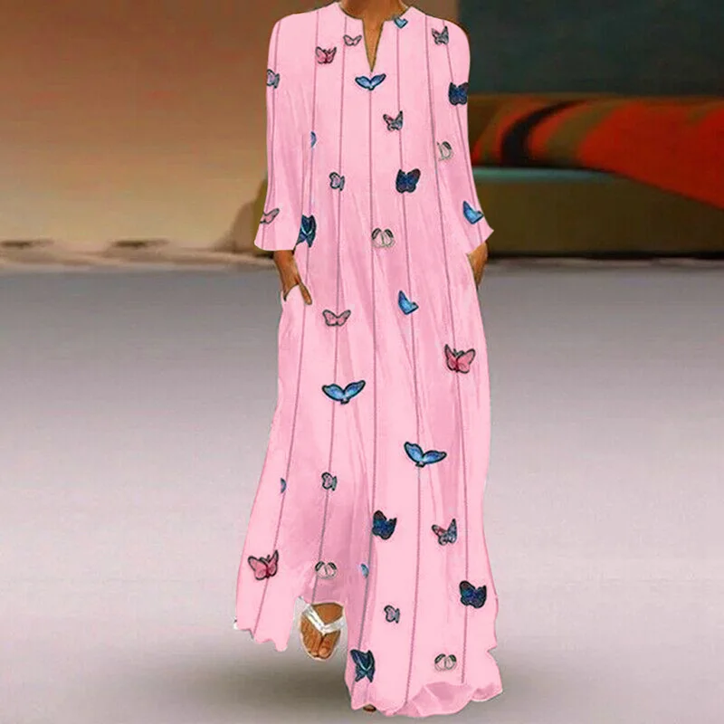 Женское платье женское летнее повседневное модное макси-блузка с v-образным