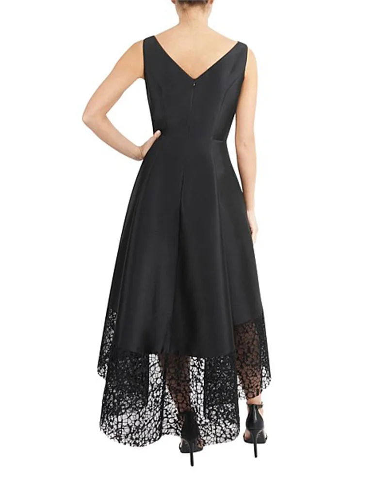 Платье для выпускного вечера черное платье с кружевным подолом V-образным