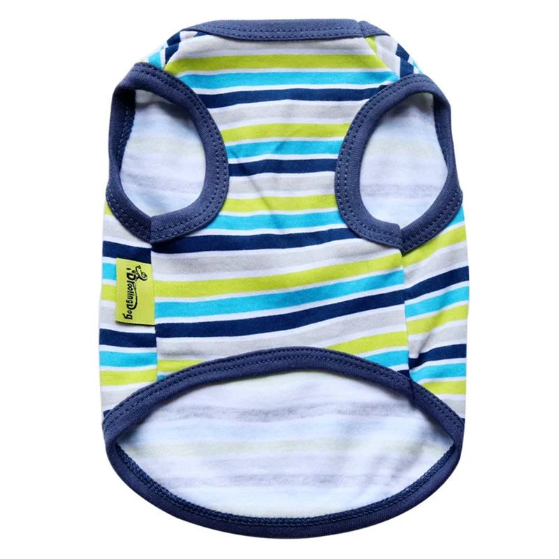 Летняя полосатая рубашка для собак хлопковая Повседневная жилетка домашних