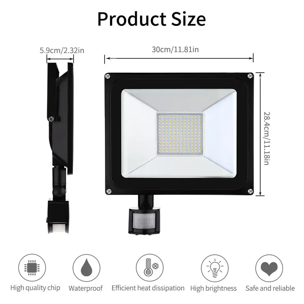 

Motion Sensor 144LED Flood Light 220V Landscape Greening Hotel Lighting Floodlight Waterproof Outdoor Spotlight 300*284*59mm