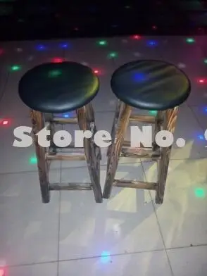 Барный стул из массива дерева барный в стиле ретро деревянный высокий круглый Ktv