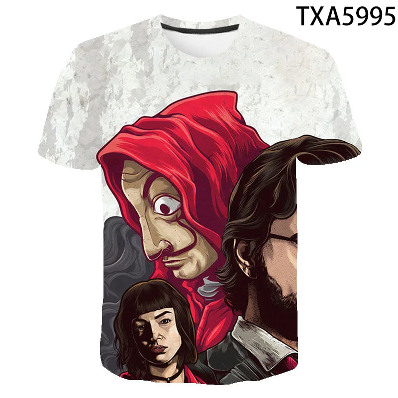 

New Summer 3D Printed Cotton T Shirts Casual Men Women Children La Casa De Papel Short Sleeve Boy Girl Kids Streetwear Cool Tops