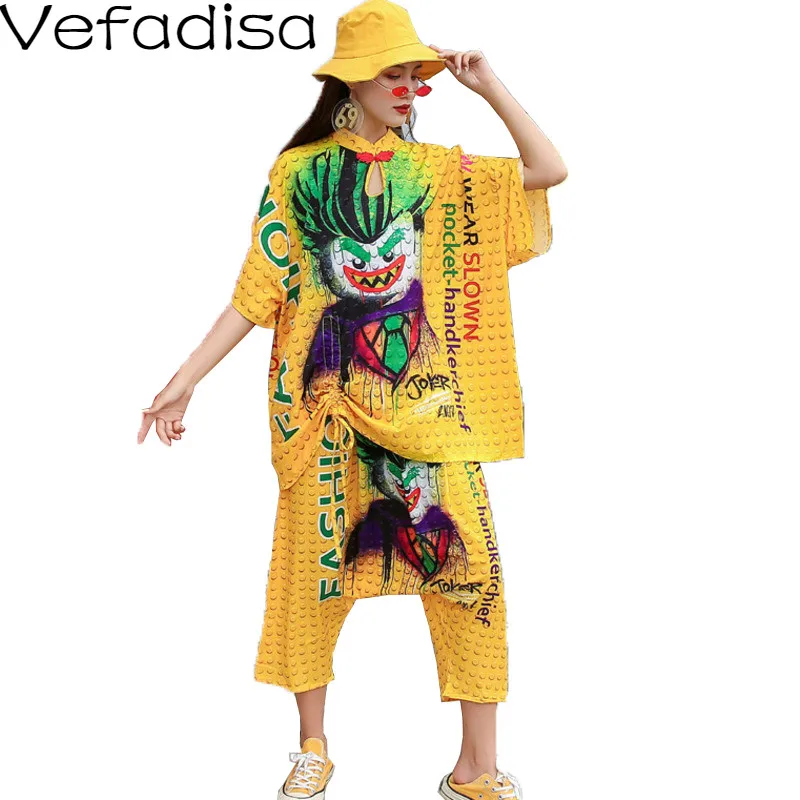 Vefadisa Модный женский комплект размера плюс с мультяшным принтом лето 2020 женская