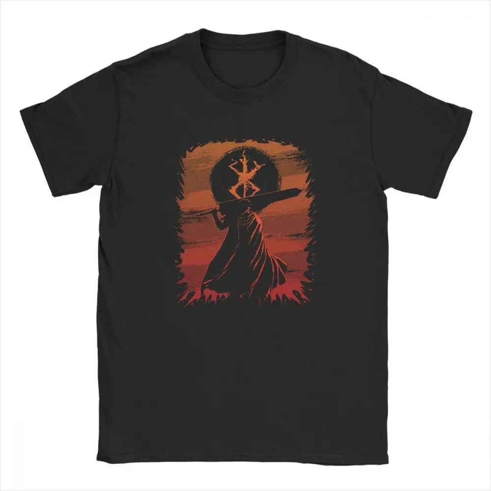 Berserk T Shirt Black Swordsman T-Shirt Men Round Collar Short Sleeved Tee Retro 100% Cotton Clothing Plus Size Gift Clothes |