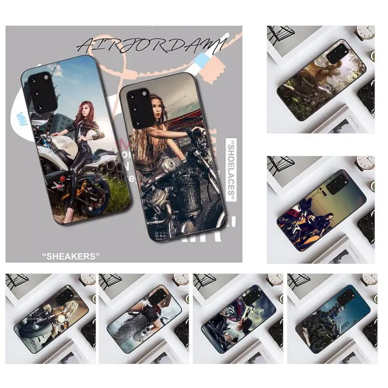 

PENGHUWAN Motorcycle girl TPU Soft Silicone Phone Case Cover for Samsung S20 plus Ultra S6 S7 edge S8 S9 plus S10 5G