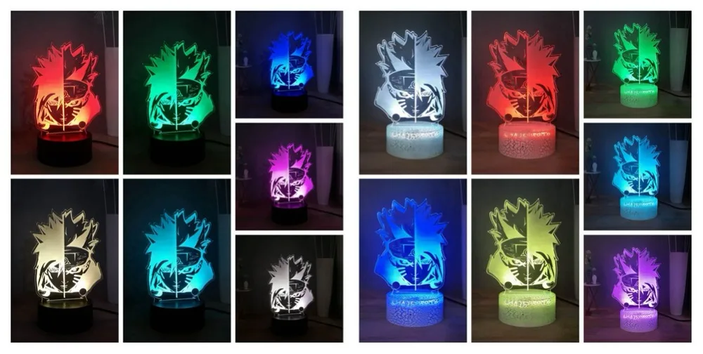 Наруто Uzumaki 3D иллюзия Лампа японского аниме USB переключатель разноцветный светодиодный ночник для спальни декоративное освещение для дома