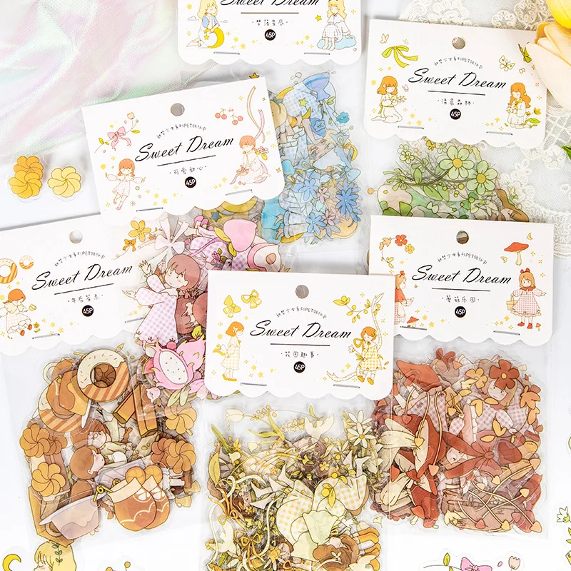 

6 Bags Mixed Total 270PCS Cartoon Girl PVC Stickers Set DIY Decoration Scrapbooking Art Supplies Stationery Sticker