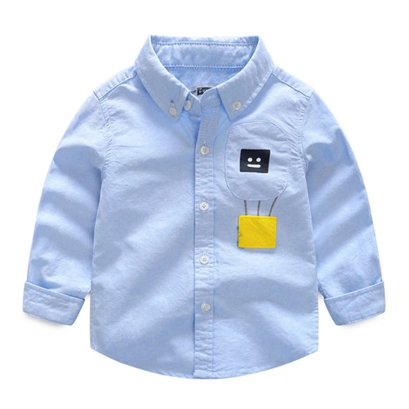 

Shirts for Teenage Boys 2021 Children Shirts Casual Spring Solid Cotton Patch Long-sleeved For 1-8 Years Baby Boys Shirts