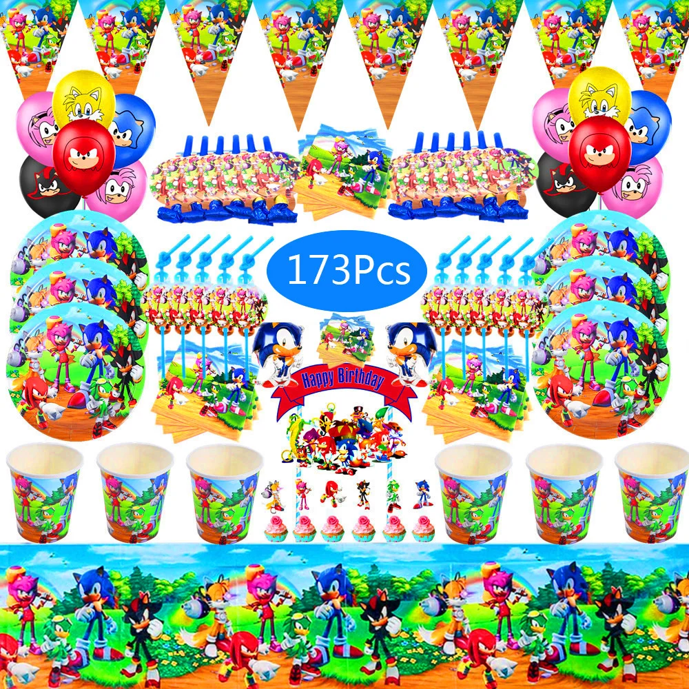 Набор детских принадлежностей для дня рождения Sonic одноразовая посуда