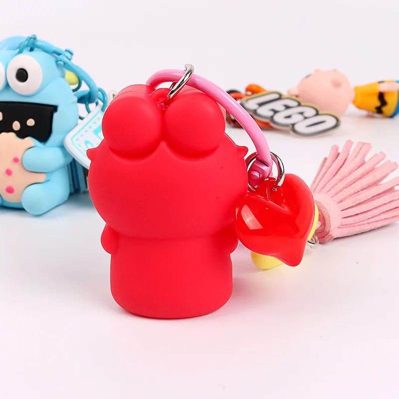 Милый брелок Kpop аниме с кисточкой мультяшный Elmo женский для ключей автомобильных