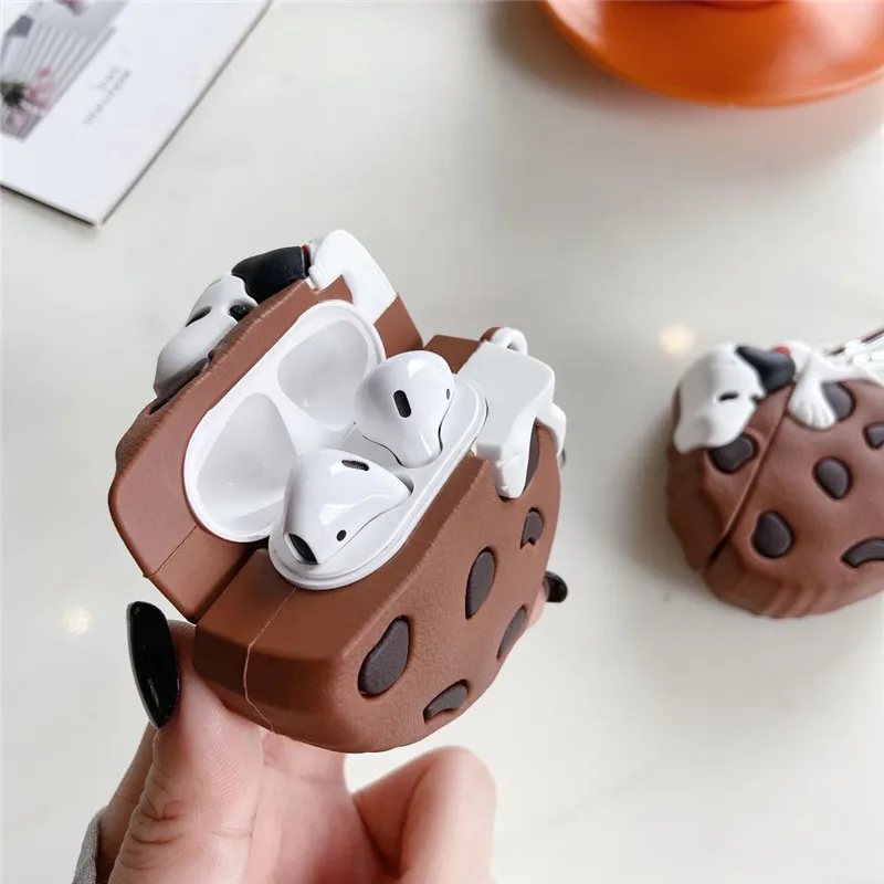 

3D Cute Cartoon Biscuits Dog Wireless Bluetooth Earphone Case For AirPods Pro 3 2 1 Silicone Headset Coque Cover with Key Ring