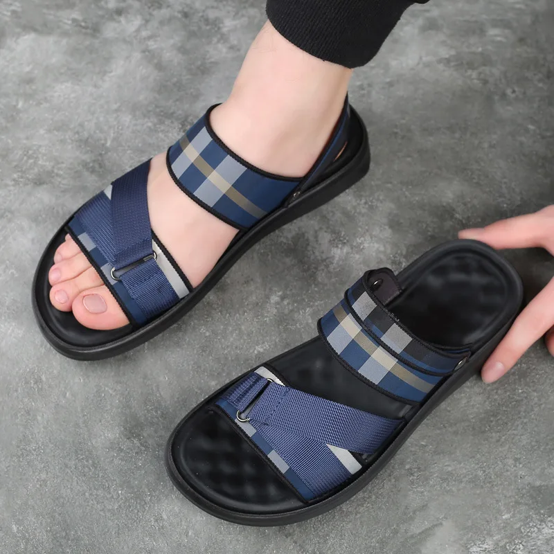 Murah Apakah Sandal Pria Oxford Kain 2021 Musim Panas Baru Lateks Pijat Pad Bawah Lembut Kasual Nyaman Memakai Sandal