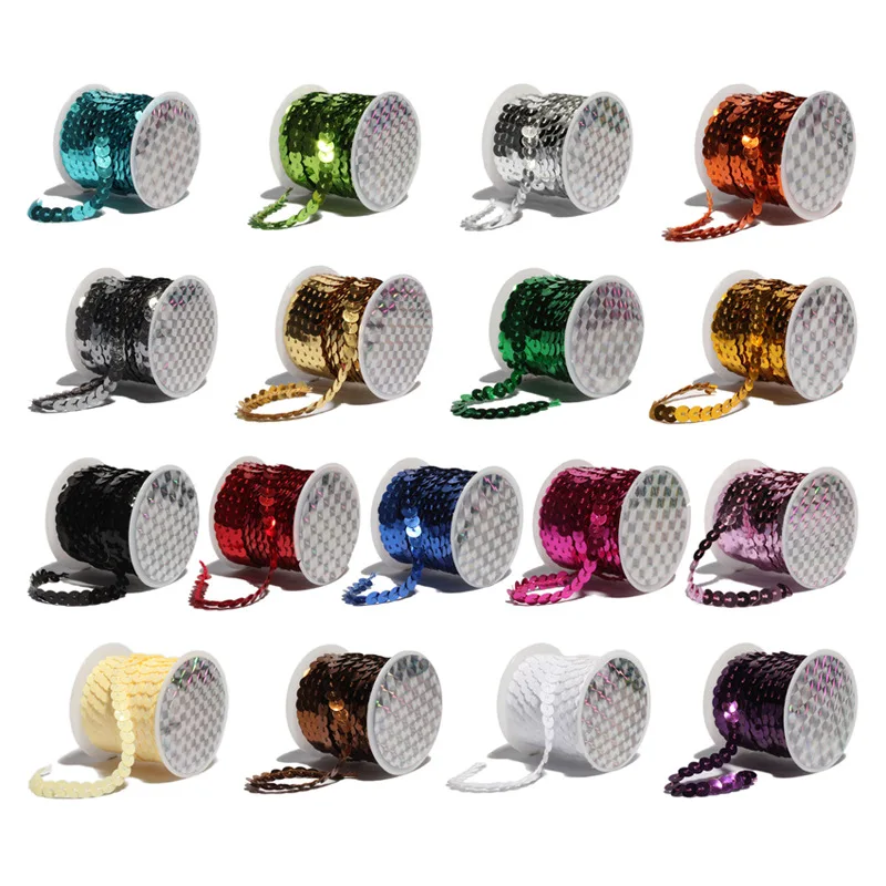 

5M 6MM Silver Gold Round Glitter Line Ribbon For DIY Craft Sew On Clothes Shoes Bags Wedding Dress Garments Accessories